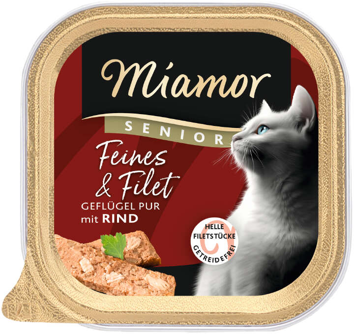 Miamor Katzen-Nassfutter Feines & Filet Senior Geflügel Pur mit Rind